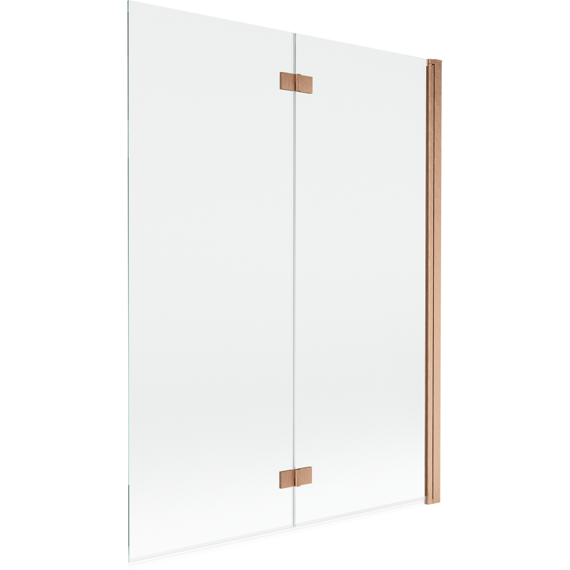 Mexen Mist параван за вана двукрилен десен 130 x 150 cm, прозрачен, матирана мед - 8A9-130-002-65-00-P