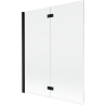 Mexen Mist душ-преграда за вана, 2-крилна, лява, 140 x 150 cm, прозрачна, черна - 8A9-140-002-70-00-L