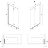 Mexen Mist параван за вана, двуместен десен 120 x 150 см, прозрачен, черен - 8A9-120-002-70-00-P