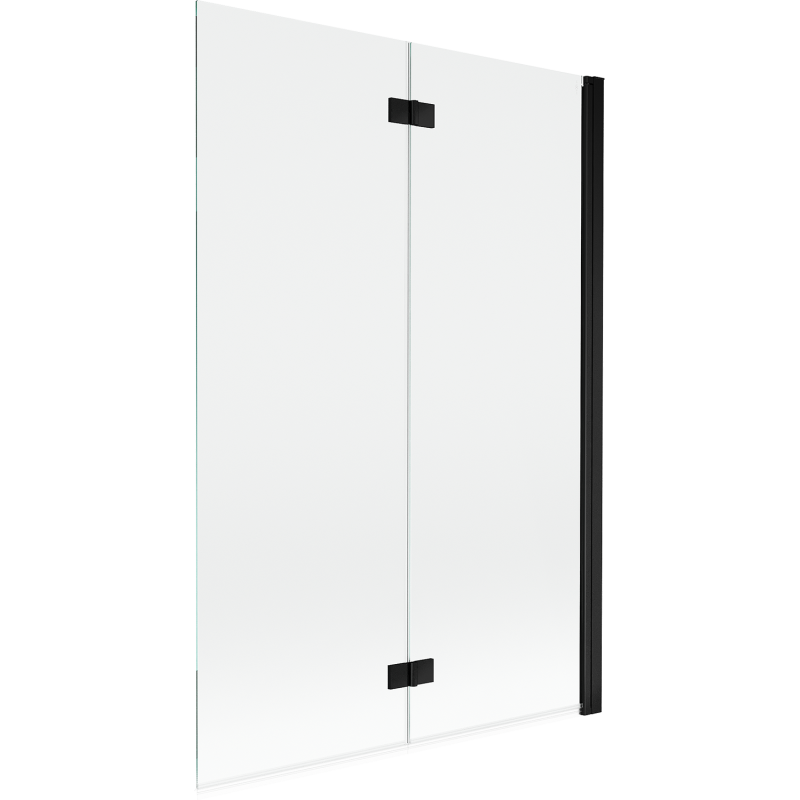 Mexen Mist параван за вана, двуместен десен 120 x 150 см, прозрачен, черен - 8A9-120-002-70-00-P