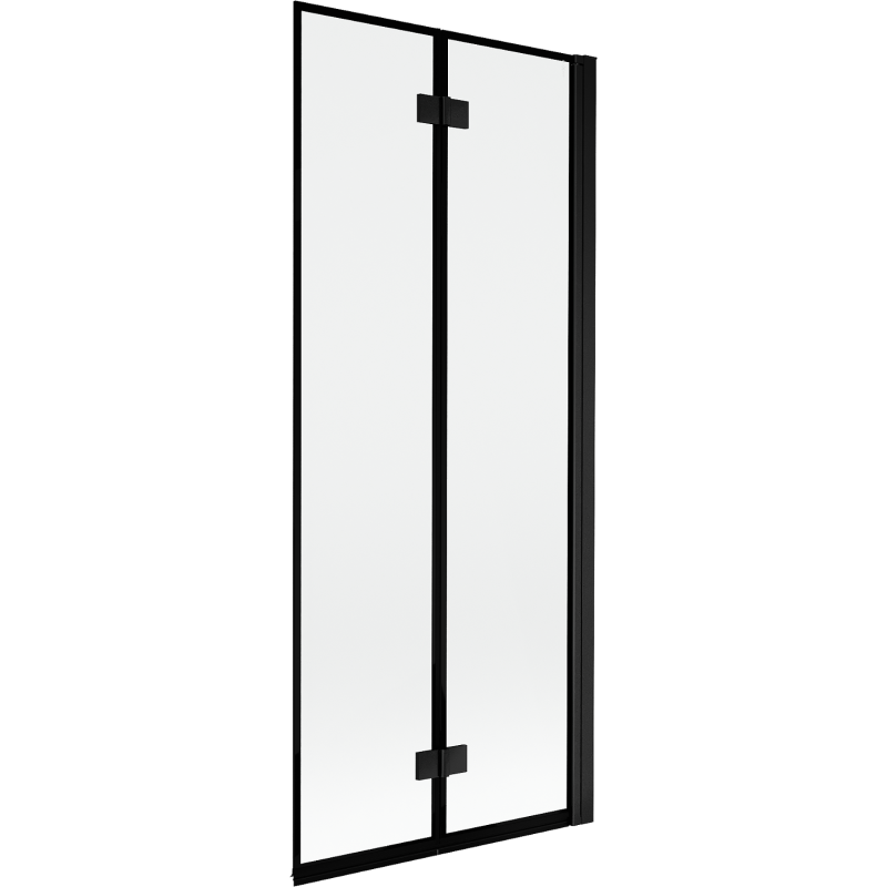 Mexen Mist параван за вана с две крила, десен, 80 x 150 см, черна рамка, черно - 8A9-080-002-70-70-P