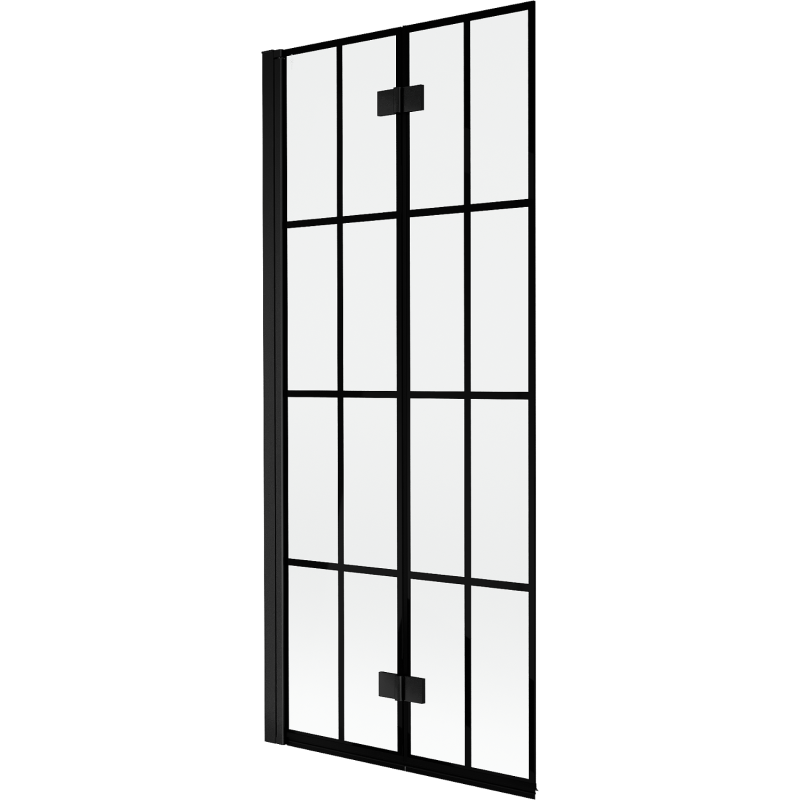 Mexen Mist параван за баня 2-крилен ляв 80 x 150 cm, черна решетка, черен - 8A9-080-002-70-77-L