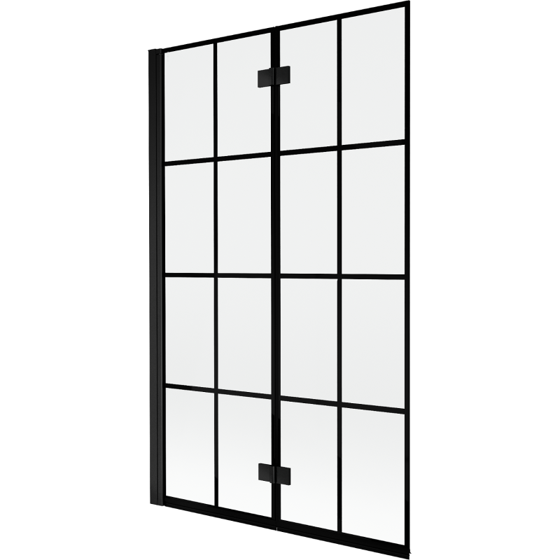 Mexen Mist параван за вана с 2 крила, ляв, 110 x 150 см, черна решетка, черен - 8A9-110-002-70-77-L