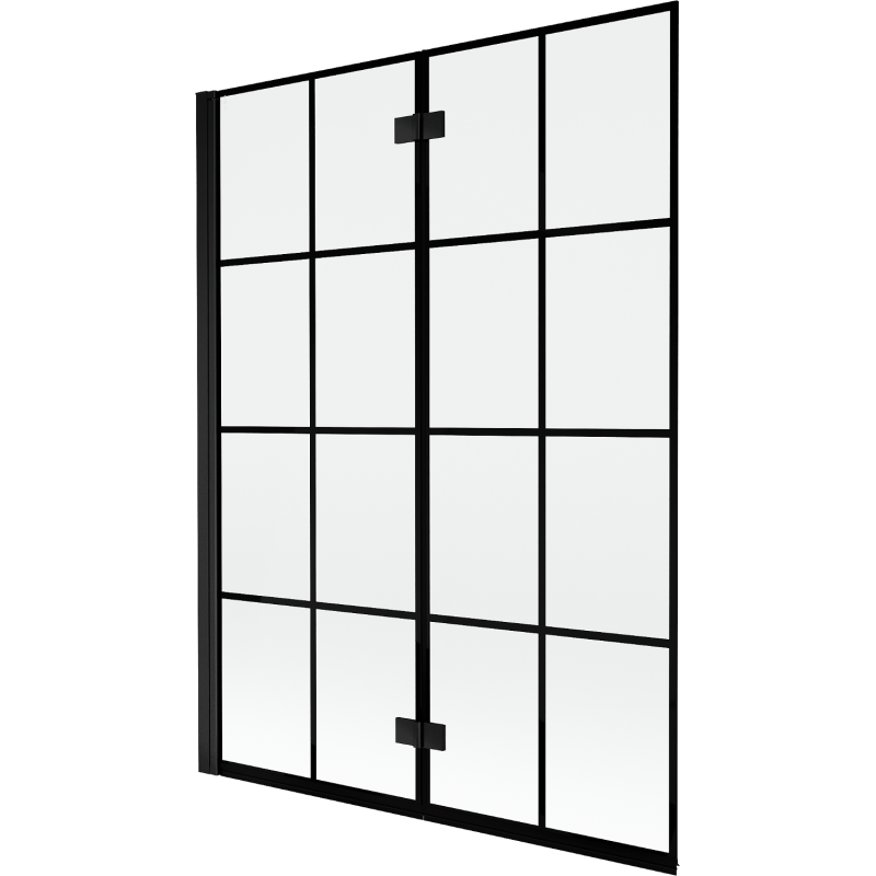 Mexen Mist параван за вана 2-крилен ляв 130 x 150 см, черна мрежа, черен - 8A9-130-002-70-77-L