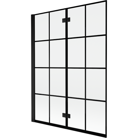 Mexen Mist параван за вана 2-крилен ляв 130 x 150 см, черна мрежа, черен - 8A9-130-002-70-77-L