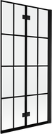 Mexen Mist параван за вана 2-крилен десен 90 x 150 см, черна решетка, черен - 8A9-090-002-70-77-P