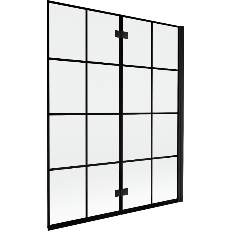 Mexen Mist параван за вана с две крила, десен 140 x 150 см, черна решетка, черен - 8A9-140-002-70-77-P