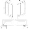 Mexen Mist параван за вана с 2 крила 120 x 150 cm, прозрачен, златен - 8A9-120-011-50-00