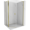 Mexen Mist L асиметрична петостенна душ кабина с отваряща се врата 80 х 90 см, прозрачна, златна - 8A8L-080-090-50-00