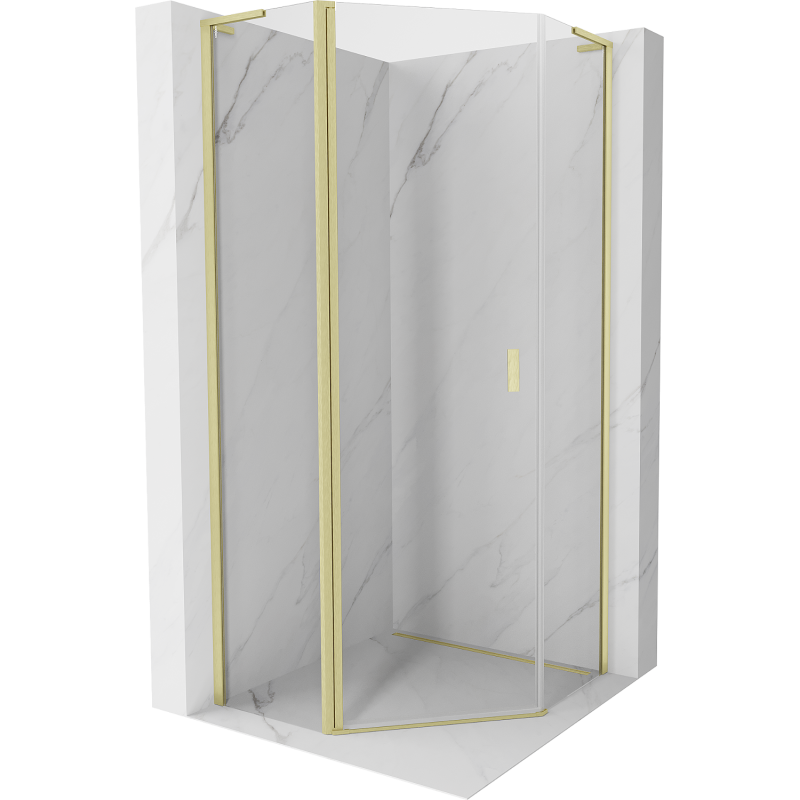 Mexen Mist L петстенна душ кабина с врата 90 x 90 cm, прозрачна, златиста четка - 8A8L-090-090-55-00