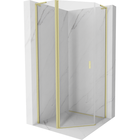Mexen Mist L петстенна душ кабина с врата 90 x 90 cm, прозрачна, златиста четка - 8A8L-090-090-55-00