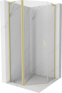 Mexen Mist L петстенно отваряща се душ кабина 90 x 90 см, прозрачна, злато матирано - 8A8L-090-090-55-00