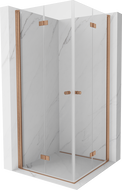 Mexen Mist-F Duo сгъваема душ кабина 100 x 100 см, прозрачна, четкана мед - 8A6-100L-100P-65-00