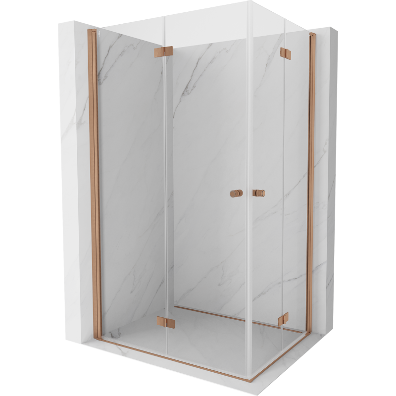 Mexen Mist-F Duo сгъваема душ кабина 90 x 120 см, прозрачна, четкана мед - 8A6-090L-120P-65-00