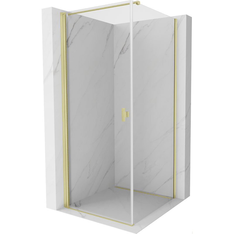 Mexen Mist-B въртяща се душ кабина 70 x 70 см, прозрачна, златиста четка - 8A2T-070-070-55-00