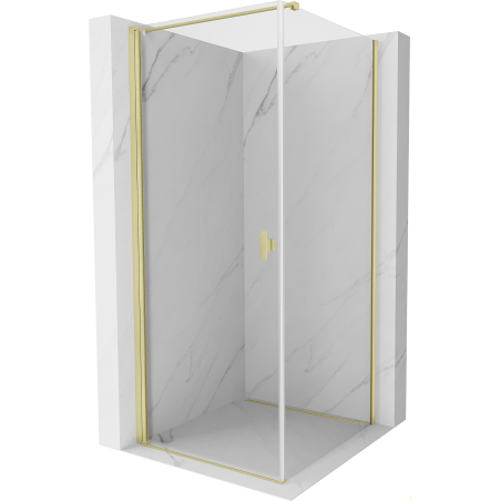 Mexen Mist-B въртяща се душ кабина 70 x 70 см, прозрачна, златиста четка - 8A2T-070-070-55-00