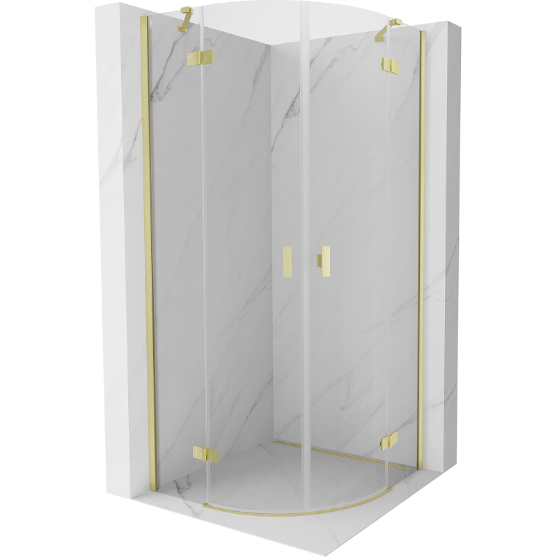 Mexen Mist полукръгла душ кабина 80 x 80 см, прозрачна, златно четка - 8A33-080-080-55-00