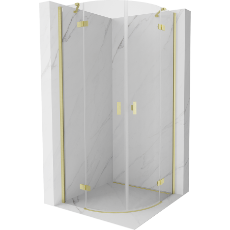 Mexen Mist полукръгла душ кабина 80 x 80 см, прозрачна, златно четка - 8A33-080-080-55-00