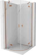 Mexen Mist полукръгла душ кабина с панти 80 x 80 см, прозрачно стъкло, изчеткана мед - 8A33-080-080-65-00