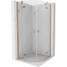 Mexen Mist кръгла душ кабина отваряема 90 x 90 см, прозрачна, четкана мед - 8A33-090-090-65-00