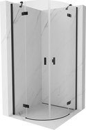 Mexen Mist полукръгла душ кабина с врата 90 x 90 см, прозрачна, черна - 8A33-090-090-70-00