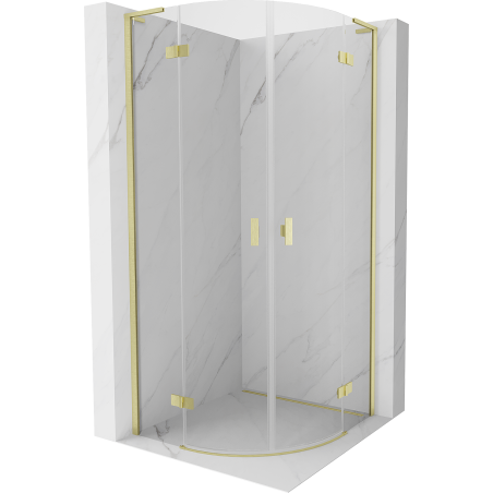Mexen Mist L полукръгла душ кабина 90 x 90 см, прозрачна, златиста четкана - 8A33L-090-090-55-00