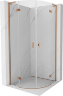 Mexen Mist L полукръгла душ кабина с отваряща се врата 90 x 90 см, прозрачна, четкана мед - 8A33L-090-090-65-00