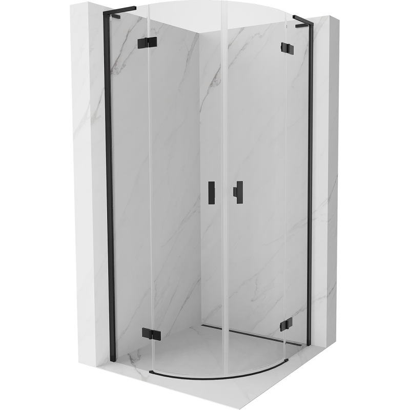 Mexen Mist L полукръгла душ кабина отваряща се 90 x 90 см, прозрачна, черна - 8A33L-090-090-70-00