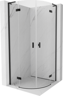 Mexen Mist L полукръгла душ кабина с вратичка 90 x 90 см, прозрачна, черна - 8A33L-090-090-70-00