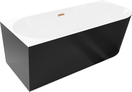 Mexen Silo ъглова свободно стояща вана лява рифлена 150 x 75 cm, бяла/черна,