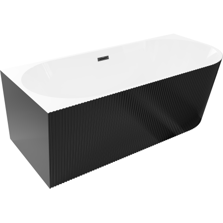 Mexen Silo свободно стояща ъглова лява оребрена вана 150 x 75 cm, бяла/черна, прелив черен - 52891507575L-70