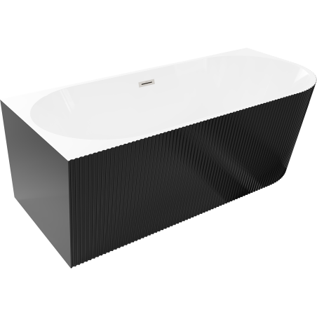 Mexen Silo стояща ъглова лява структура 150 x 75 см, бяло/черно, преливник матов никел - 52891507575L-97