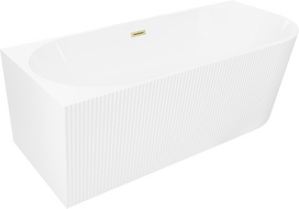 Mexen Silo свободностояща ъглова вана лява рифелована 170 x 80 см, бяла, преливник златен мат - 52891708000L-55