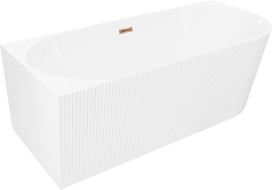 Mexen Silo свободностояща ъглова лява вана с гофрирана структура 170 x 80 cm, бяла, преливник розово злато - 52891708000L-60