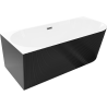 Mexen Silo самостоятелна вана, оребрена, лява, ъглова 170 x 80 см, бяла/черна, преливник gun gray матиран - 52891708075L-66