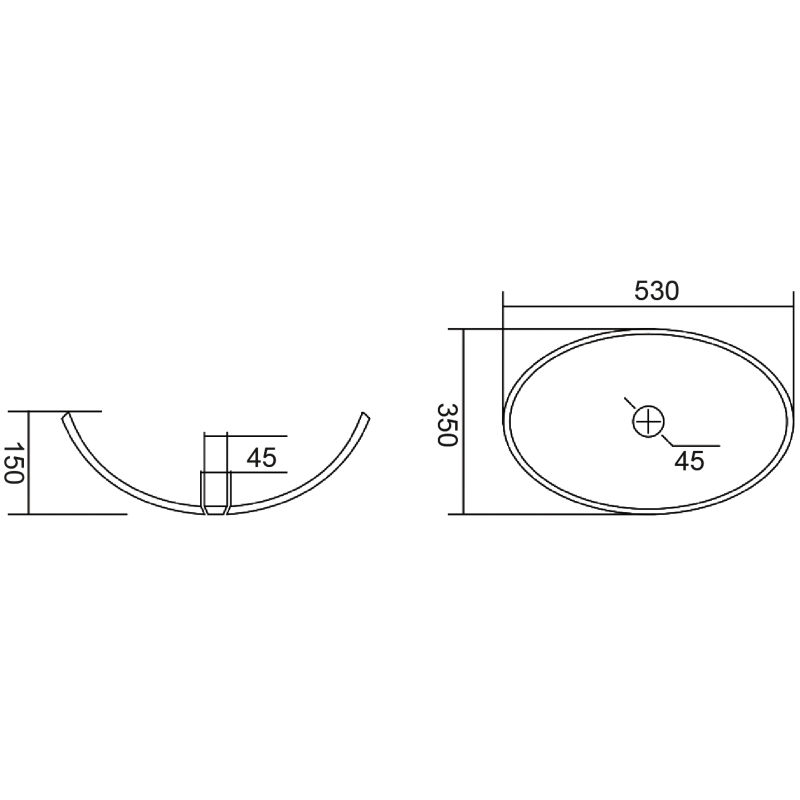 Mexen Zira стъклена мивка за монтаж върху плот 53 x 35 cm, черна - 24175370