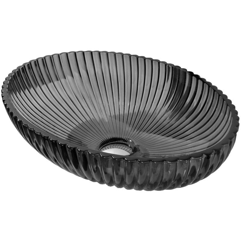 Mexen Zira стъклена мивка за монтаж върху плот 53 x 35 cm, черна - 24175370