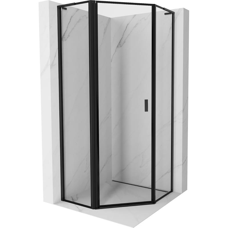 Mexen Mist L петостенна душ кабина с лява врата 90 x 90 см, черна рамка, черна - 8A8L-090-090-70-70-L