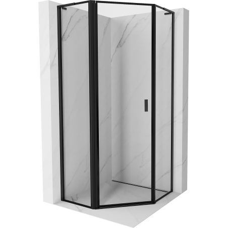 Mexen Mist L петостенна душ кабина с лява врата 90 x 90 см, черна рамка, черна - 8A8L-090-090-70-70-L