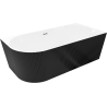 Mexen Silo вана свободностояща ъглова дясна рифлена 150 x 75 см, бяла/черна,