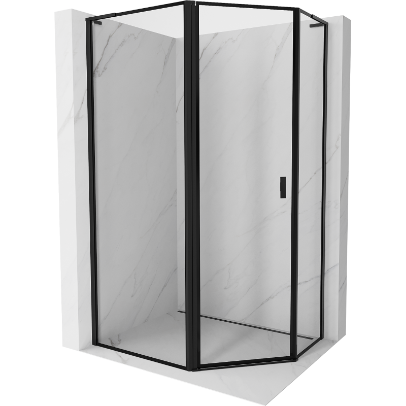 Mexen Mist L петстенна асиметрична душ кабина лява 100 x 90 см, черна рамка, черна - 8A8L-100-090-70-70-L