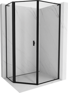 Mexen Mist L асиметрична петстенна душ кабина с врата 90 x 100 см, черна рамка, черна - 8A8L-090-100-70-70-L