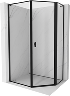 Mexen Mist L асиметрична петстенна душ кабина с отваряема врата дясна 80 x 100 cm, черна рамка, черна - 8A8L-080-100-70-70-P