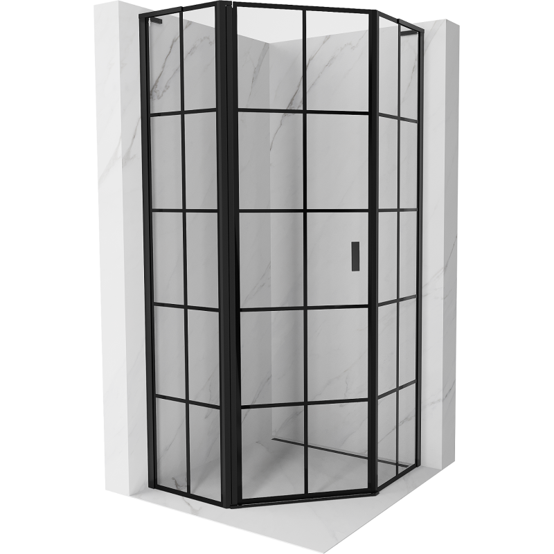 Mexen Mist L петостенна душ кабина с врата лява 80 x 80 см, черна решетка, черно - 8A8L-080-080-70-77-L