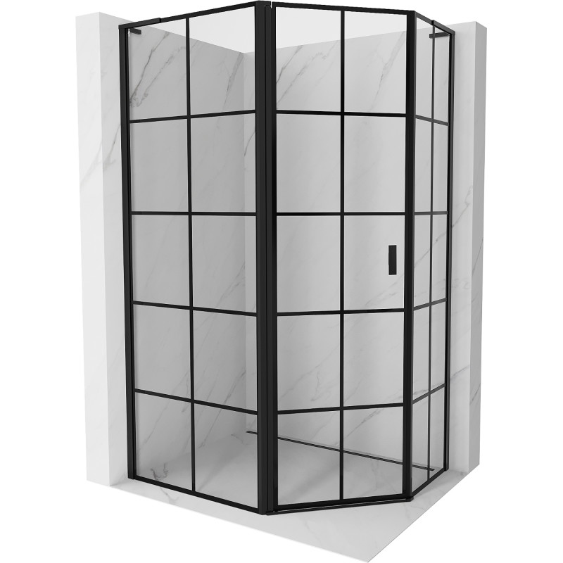 Mexen Mist L петоъгълен асиметричен душ кабина с лява врата 90 x 80 см, черна