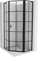 Mexen Mist L петостенна душ кабина с врата, дясна, 90 x 90 см, черна решетка, черна - 8A8L-090-090-70-77-P