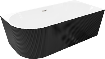 Mexen Silo свободно стояща ъглова дясна оребрена вана 150 x 75 см, бяла/черна,