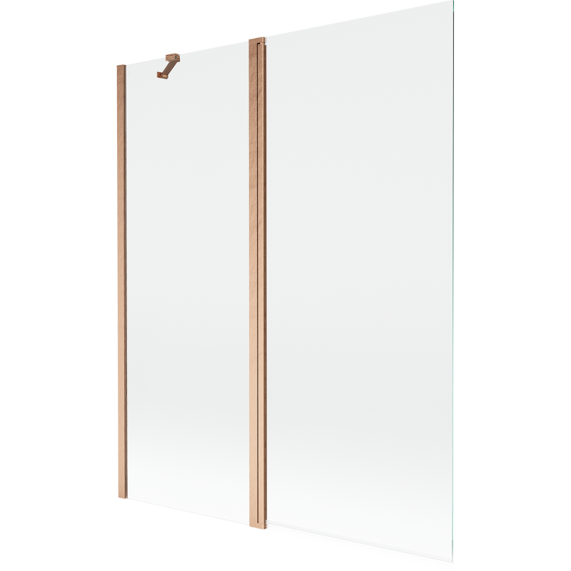 Mexen Mist екран за вана с 2 крила 140 x 150 см, прозрачен, четкана мед - 8A9-140-011-65-00