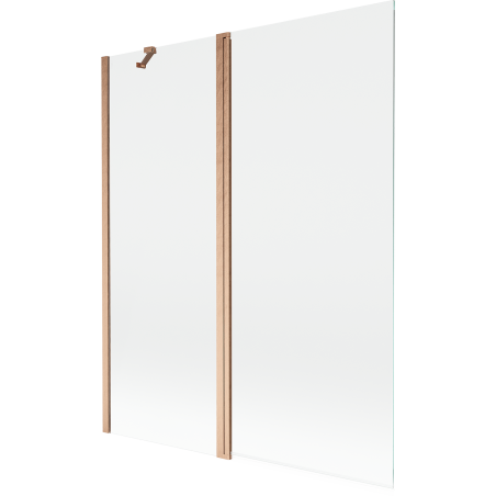 Mexen Mist екран за вана с 2 крила 140 x 150 см, прозрачен, четкана мед - 8A9-140-011-65-00