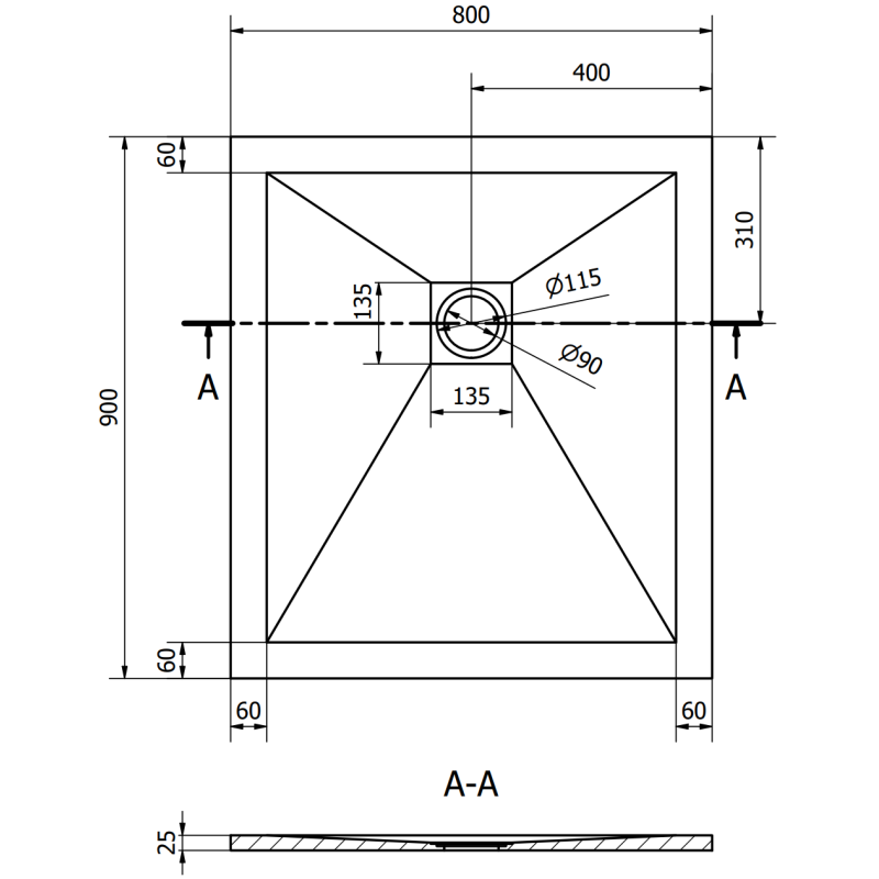 Mexen Stone+ правоъгълно композитно корито 90 x 80 см, бяло - 44108090